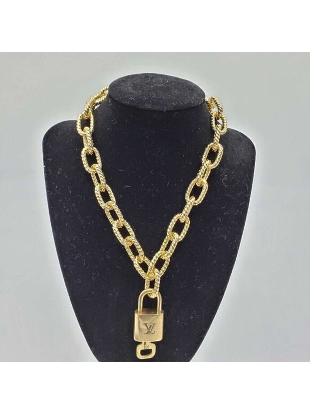 Authentic Louis Vuitton Lock and Key Gold Color with Gold Plated Chain Necklace
